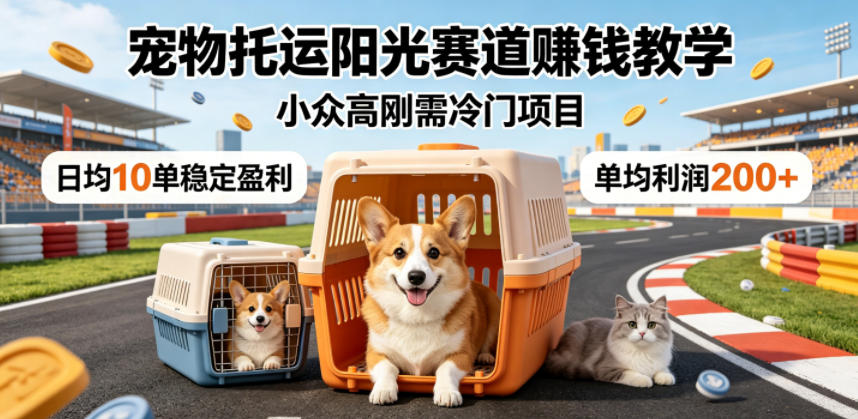 宠物托运阳光赛道賺钱教学，小众高刚需冷门项目，日均10单稳定盈利，单均利润200+-摇钱树