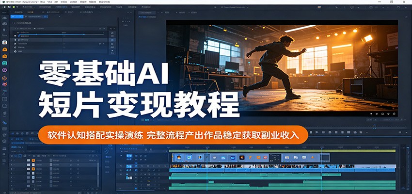 零基础AI短片变现教程:软件认知搭配实操演练,完整流程产出作品稳定获取副业收入-摇钱树