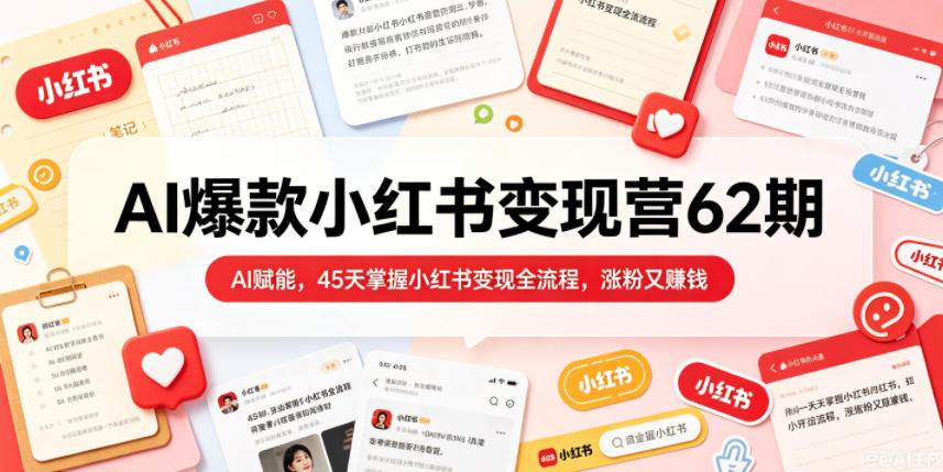 AI爆款小红书变现营62期2026年5月，AI赋能，45天掌握小红书变现全流程，涨粉又賺钱-摇钱树
