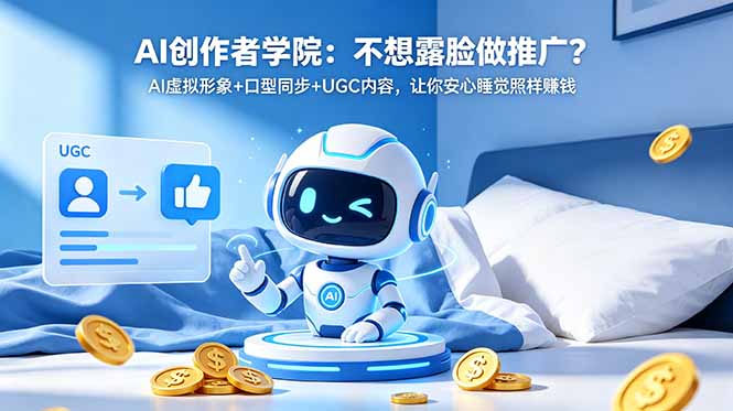 AI创作者学院:不想露脸做推广?AI虚拟形象+口型同步+UGC内容,让你安心睡觉照样赚钱-摇钱树