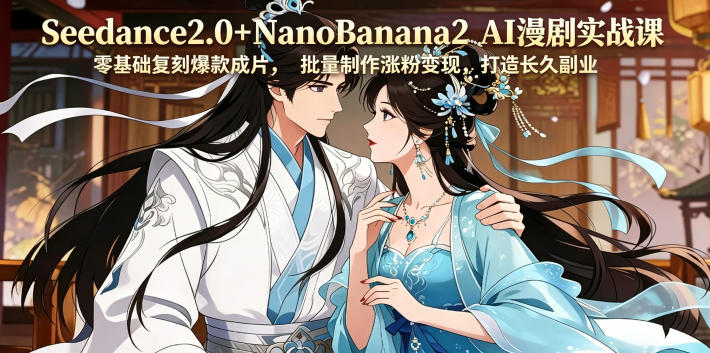 Seedance2.0+NanoBanana2 AI漫剧实战课，零基础复刻爆款成片涨粉变现，打造长久副业收益-摇钱树