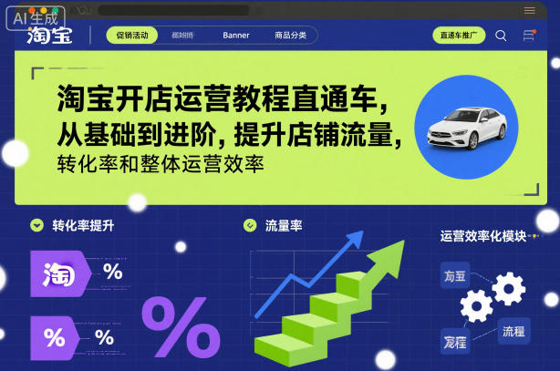 淘宝开店运营教程直通车，从基础到进阶，提升店铺流量，转化率和整体运营效率(更新26年05月27日)-摇钱树
