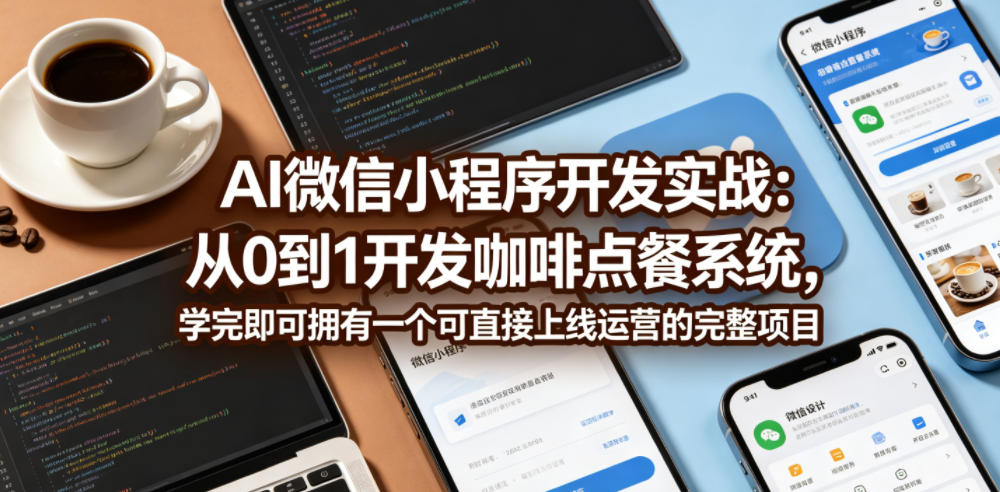 AI微信小程序开发实战:从0到1开发咖啡点餐系统,学完即可拥有一个可直接上线运营的完整项目-摇钱树