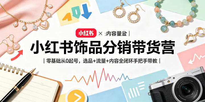 小红书饰品分销带货营｜零基础从0起号，选品+流量+内容全闭环手把手带教(更新0527)-摇钱树