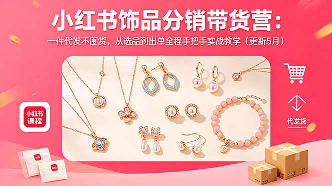 小红书饰品分销带货营:一件代发不囤货,从选品到出单全程手把手实战教学(更新5月-摇钱树