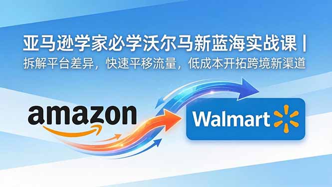 亚马逊卖家必学沃尔玛新蓝海实战课｜拆解平台差异，快速平移流量，低成本开拓跨境新渠道-摇钱树