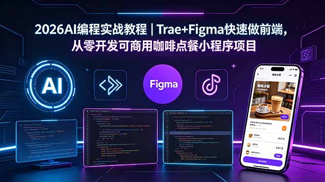 2026AI编程实战教程|Trae+Figma快速做前端,从零开发可商用咖啡点餐小程序项目-摇钱树