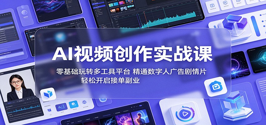 AI视频创作实战课：零基础玩转多工具平台，精通数字人广告、剧情片，轻松开启接单副业-摇钱树