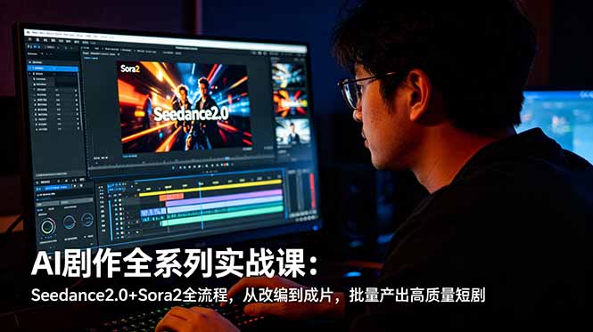 AI剧作全系列实战课：Seedance2.0+Sora2全流程，从改编到成片，批量产出高质量短剧-摇钱树