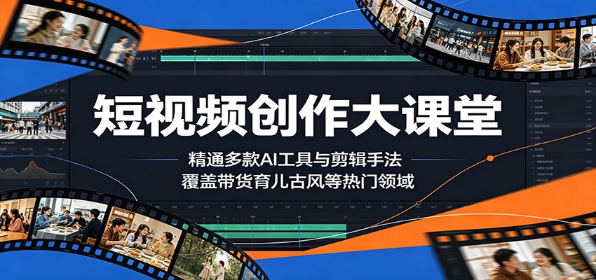 短视频创作大课堂：精通多款AI工具与剪辑手法，覆盖带货、育儿、古风等热门领域-摇钱树
