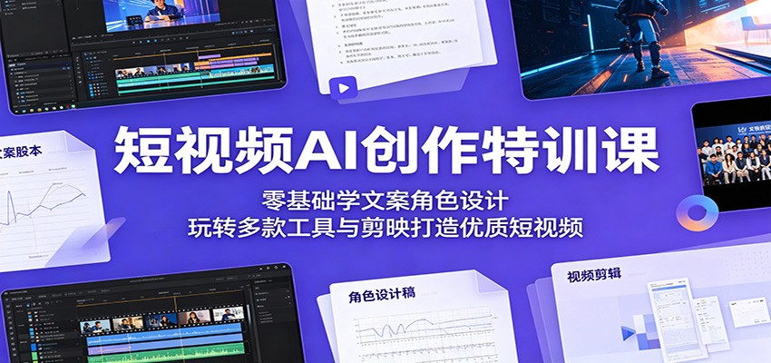 短视频AI创作特训课：零基础学文案角色设计，玩转多款工具与剪映打造优质短视频-摇钱树