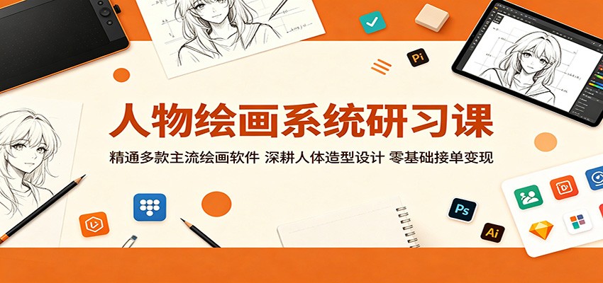 人物绘画系统研习课：精通多款主流绘画软件，深耕人体造型设计，零基础接单变现-摇钱树