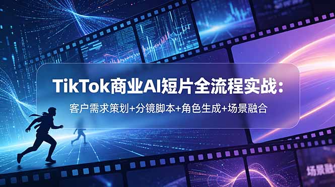 TikTok商业AI短片全流程实战：客户需求策划+分镜脚本+角色生成+场景融合-摇钱树