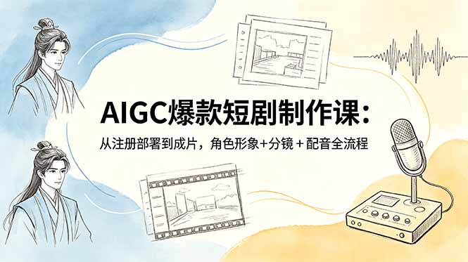 AIGC爆款短剧制作课:从注册部署到成片,角色形象+分镜+配音全流程-摇钱树