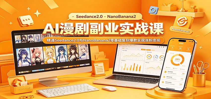 AI漫剧副业实战课：精通Seedance2.0与NanoBanana2零基础复刻爆款实现涨粉变现-摇钱树