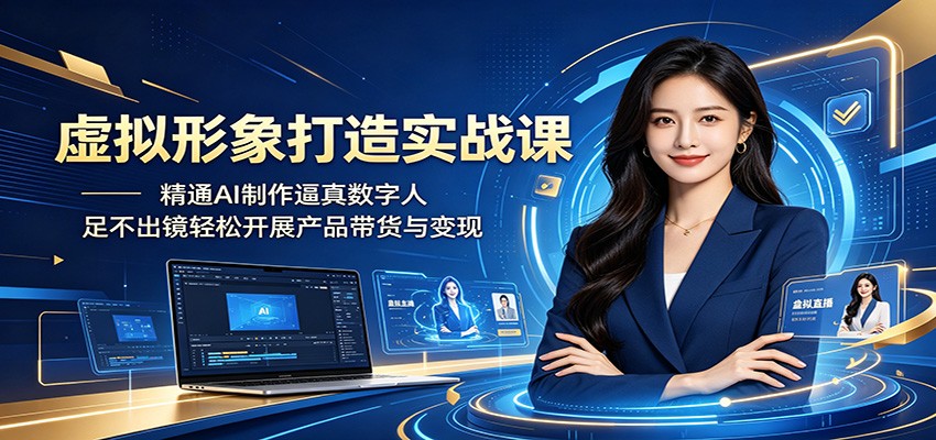 虚拟形象打造实战课：精通AI制作逼真数字人，足不出镜轻松开展产品带货与变现-摇钱树