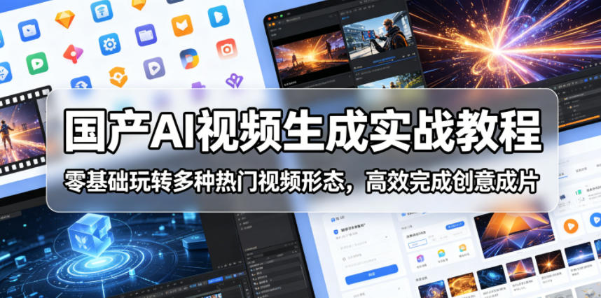 国产AI视频生成实战教程，零基础玩转多种热门视频形态，高效完成创意成片-摇钱树