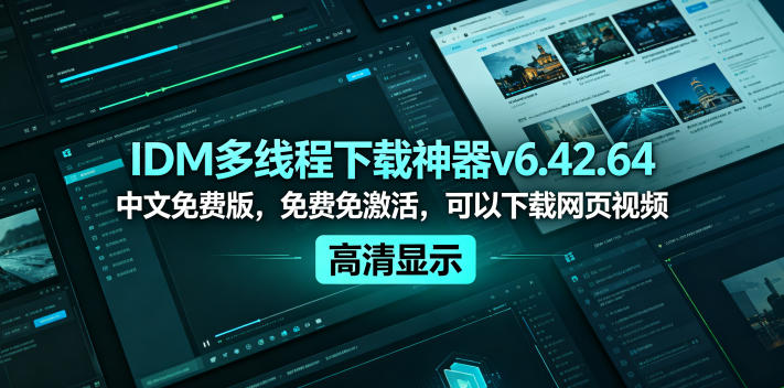 IDM多线程下载神器v6.42.64中文免费版，免费免激活，可以下载网页视频(例如飞书文档内的视频)-摇钱树