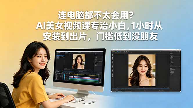 连电脑都不太会用？AI美女视频课专治小白，1小时从安装到出片，门槛低到没朋友-摇钱树