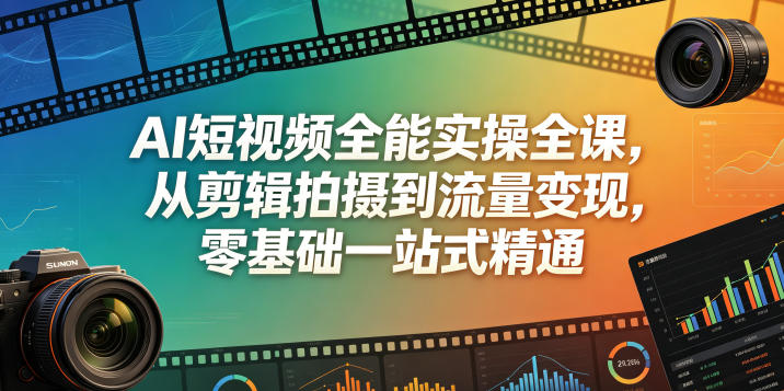 AI短视频全能实操全课，从剪辑拍摄到流量变现，零基础一站式精通-摇钱树