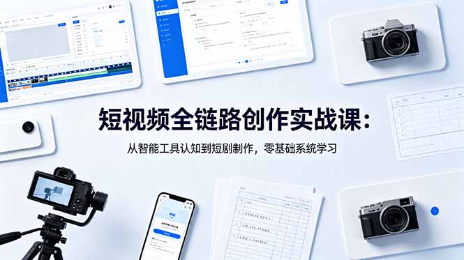 短视频全链路创作实战课:从智能工具认知到短剧制作,零基础系统学习-摇钱树