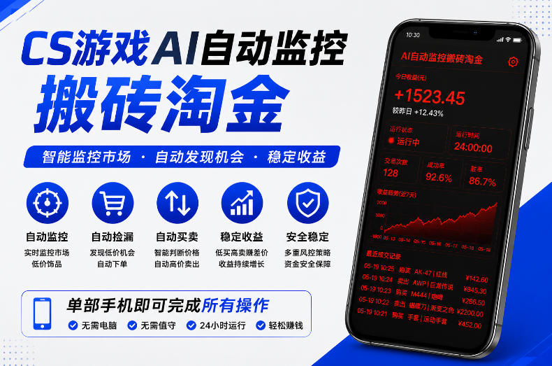 CS游戏AI自动监控搬砖淘金，稳定运行多年，支持任何形式验证，日入300+【揭秘】-摇钱树