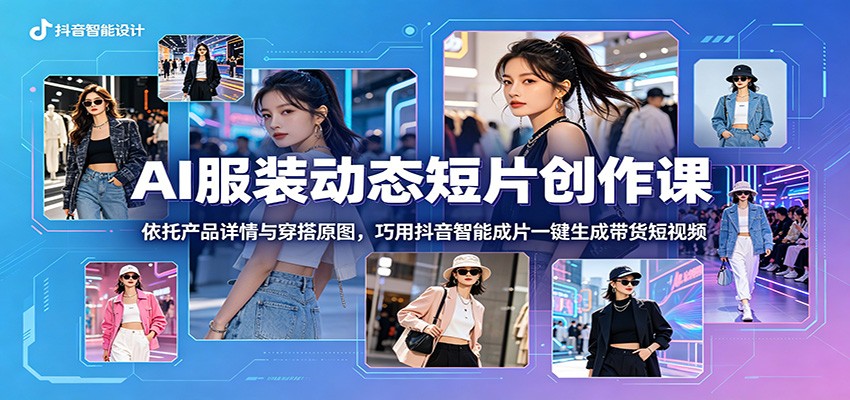 AI服装动态短片创作课：依托产品详情与穿搭原图，巧用抖音智能成片一键生成带货短视频-创盈汇聚