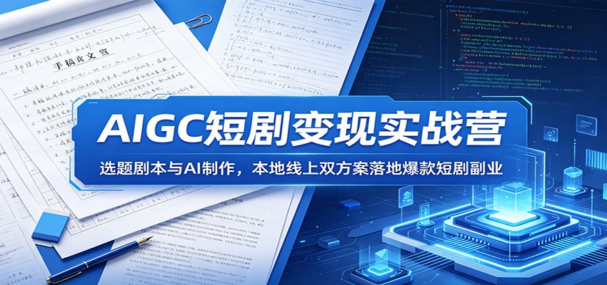 AIGC短剧变现实战营：选题剧本与AI制作，本地线上双方案落地爆款短剧副业-创盈汇聚