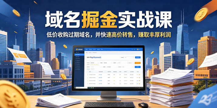 域名交易掘金实战课，低价收购过期域名，并快速高价转售，賺取丰厚利润【原创双语字幕】-摇钱树