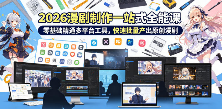 2026 AI漫剧制作一站式全能课，零基础精通多平台工具，快速批量产出原创漫剧-摇钱树
