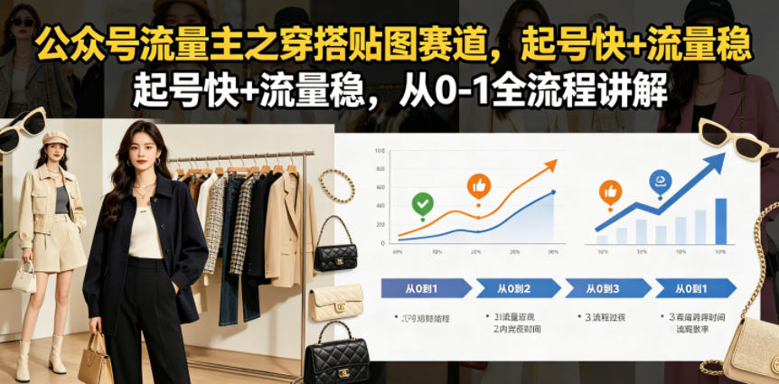 公众号流量主之穿搭贴图赛道，起号快+流量稳，从0-1全流程讲解-道生创业项目平台
