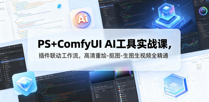 PS+ComfyUI AI工具实战课，插件联动工作流，高清重绘-抠图-生图生视频全精通-摇钱树