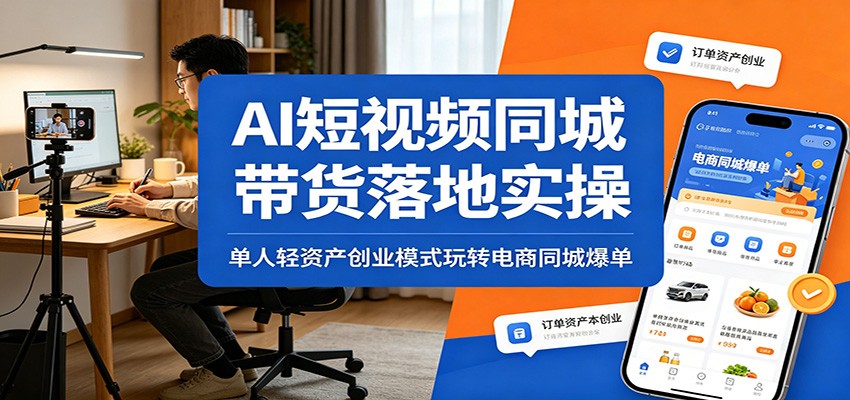 AI短视频同城带货落地实操：单人轻资产创业模式玩转电商同城爆单-摇钱树