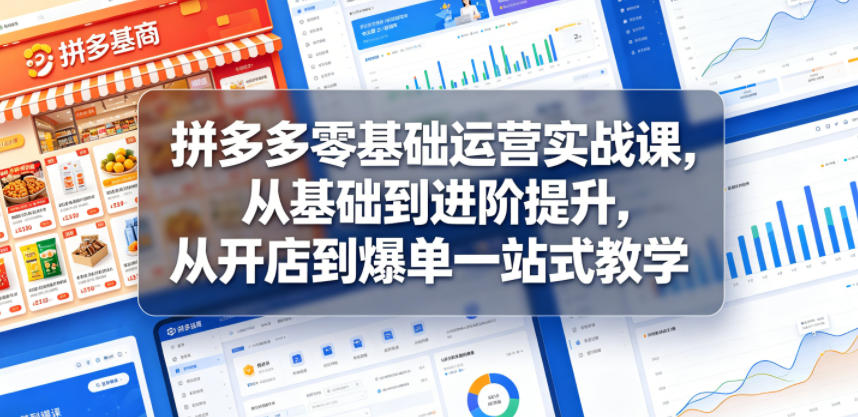 拼多多零基础运营实战课，从基础到进阶提升，从开店到爆单一站式教学-钱眼网