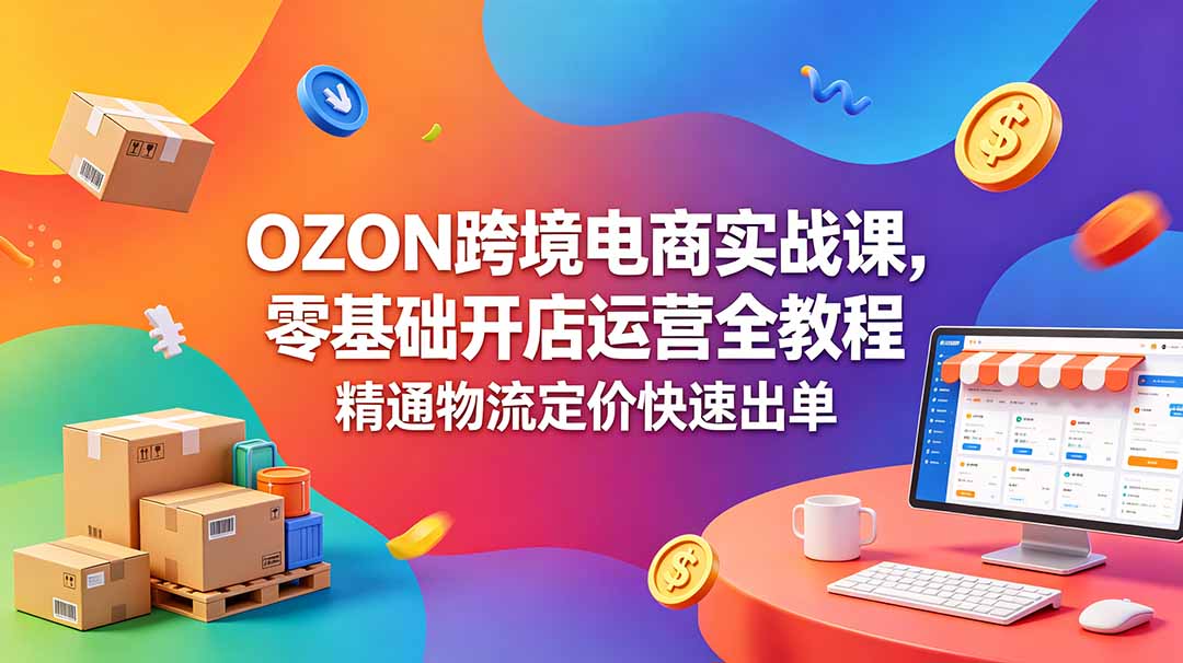 OZON 跨境电商实战课，零基础开店运营全教程，精通物流定价快速出单-创盈汇聚