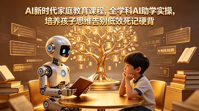 AI新时代家庭教育课程，全学科AI助学实操，培养孩子思维告别低效死记硬背-道生创业项目平台