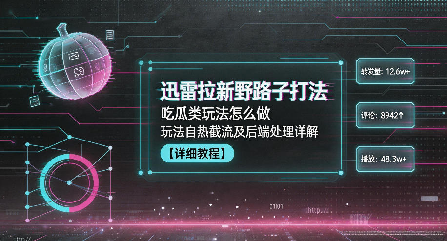 迅雷拉新野路子打法，吃瓜类玩法怎么做，玩法自热截流及后端处理详解-摇钱树