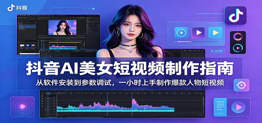 抖音AI美女短视频制作指南：从软件安装到参数调试，一小时上手制作爆款人物短视频-摇钱树