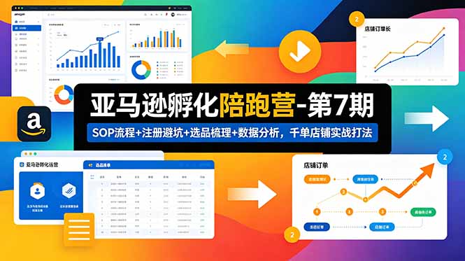 亚马逊孵化陪跑营-第7期：SOP流程+注册避坑+选品梳理+数据分析，千单店铺实战打法-摇钱树