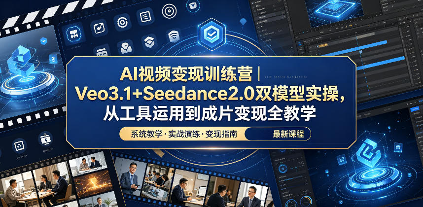 AI视频变现训练营|Veo3.1+Seedance2.0双模型实操,从工具运用到成片变现全教学-摇钱树