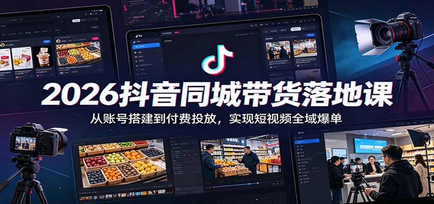 2026抖音同城带货落地课:从账号搭建到付费投放,实现短视频全域爆单-摇钱树