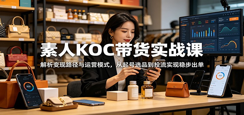 素人KOC带货实战课:解析变现路径与运营模式,从起号选品到投流实现稳步出单-摇钱树
