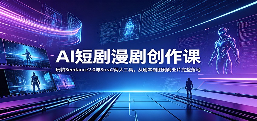 AI短剧漫剧创作课:玩转Seedance2.0与 Sora2两大工具,从剧本制图到商业片完整落地-摇钱树