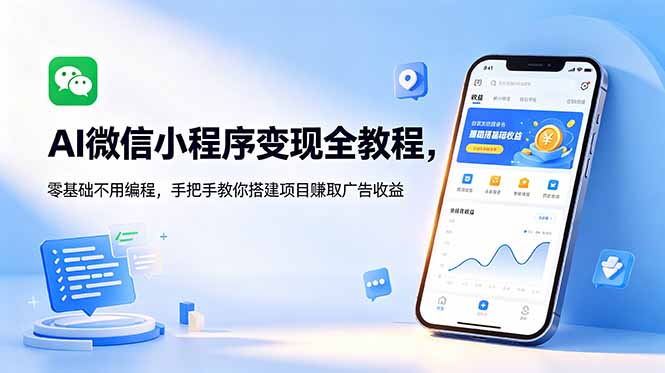 AI微信小程序变现全教程,零基础不用编程,手把手教你搭建项目赚取广告收益-盈科项目资源网