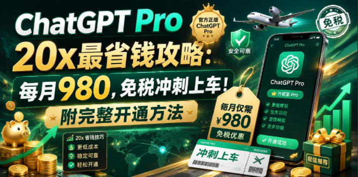 ChatGPT Pro 20x最省钱攻略:每月980,免税冲刺上车!附完整开通方法【文档】-阿鹏创业资源网