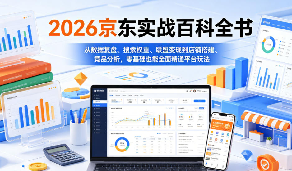 2026京东实战百科全书,从数据复盘、搜索权重、联盟变现到店铺搭建、竞品分析,零基础也能全面精通平台玩法-摇钱树