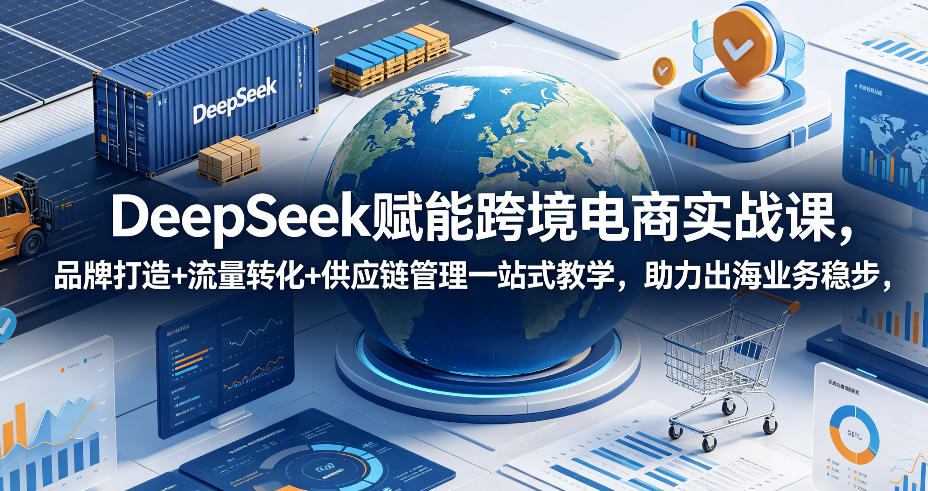DeepSeek赋能跨境电商实战课，品牌打造+流量转化+供应链管理一站式教学，助力出海业务稳步发展-摇钱树