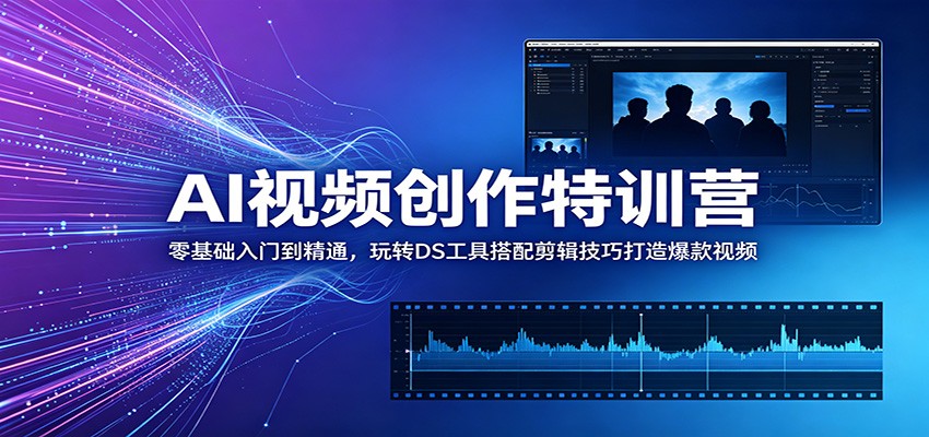 AI视频创作特训营:零基础入门到精通,玩转DS工具搭配剪辑技巧打造爆款视频-摇钱树