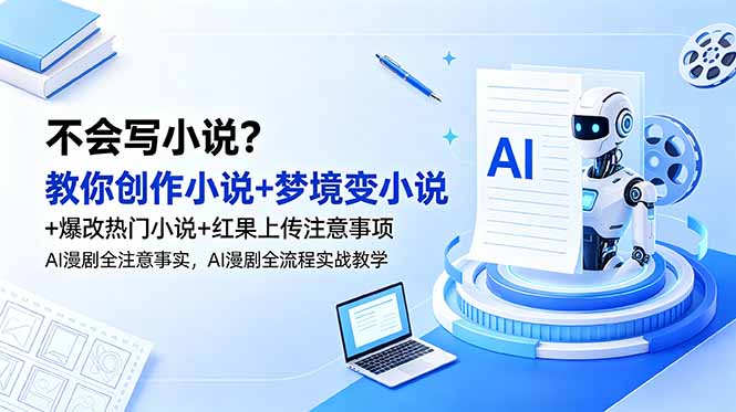 不会写小说?教你创作小说+梦境变小说+爆改热门小说+红果上传注意事项,AI漫剧全流程实战教学-阿鹏创业资源网