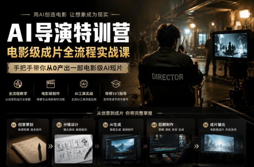 AI导演特训营,电影级成片全流程实战课,手把手带你从0产出一部电影级AI短片-摇钱树